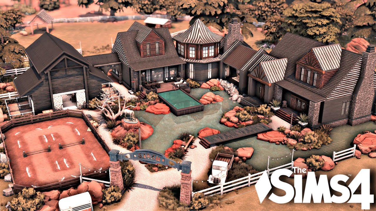 Huge Family Horse Ranch | The sims 4 | Stop motion Speed build | Horse Ranch Expansion Pack