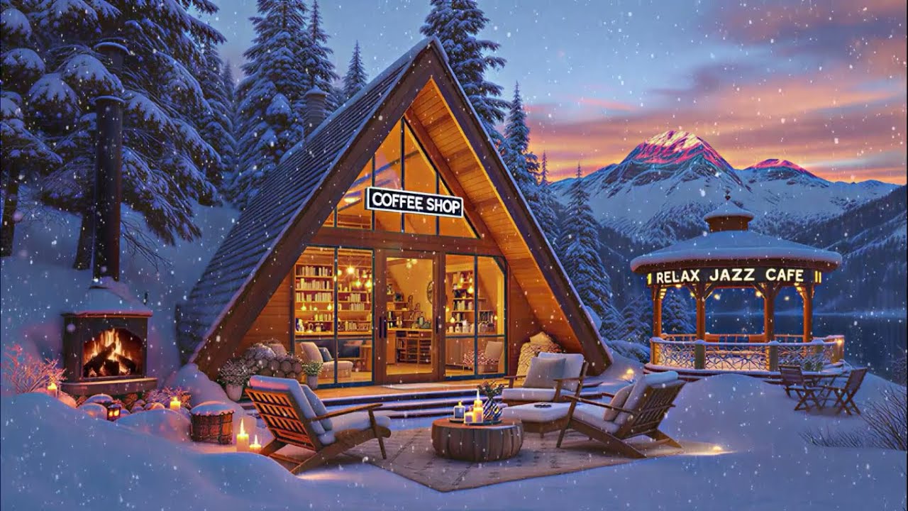 Relaxing Jazz Coffee Shop by the Fireplace | Feel Good Music for Work 6