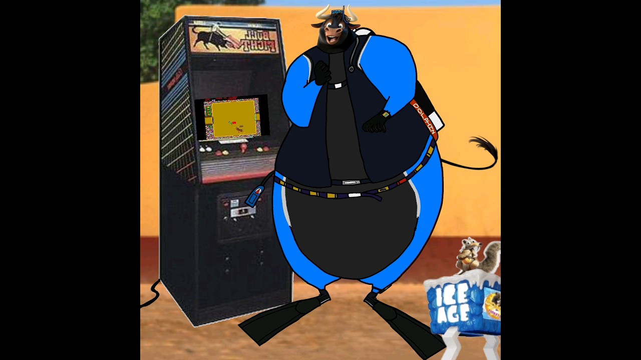 Ferdinand the Bull plays the arcade game 