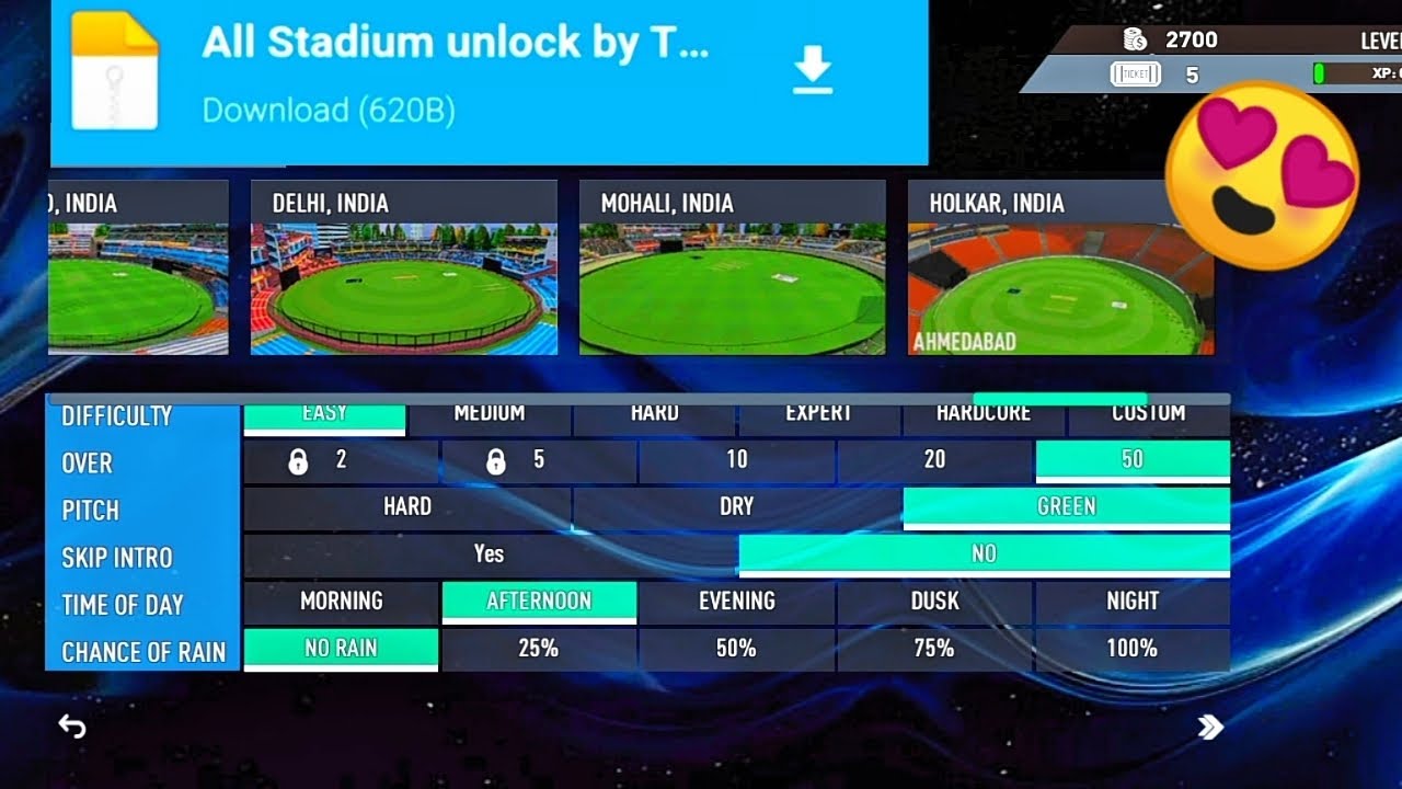 Real cricket 25v7 All stadium unlock free....❤️‍🔥