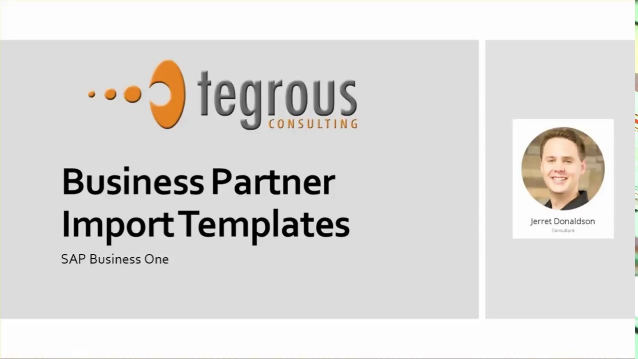 SAP Business One - DTW Import Templates (Business Partners)