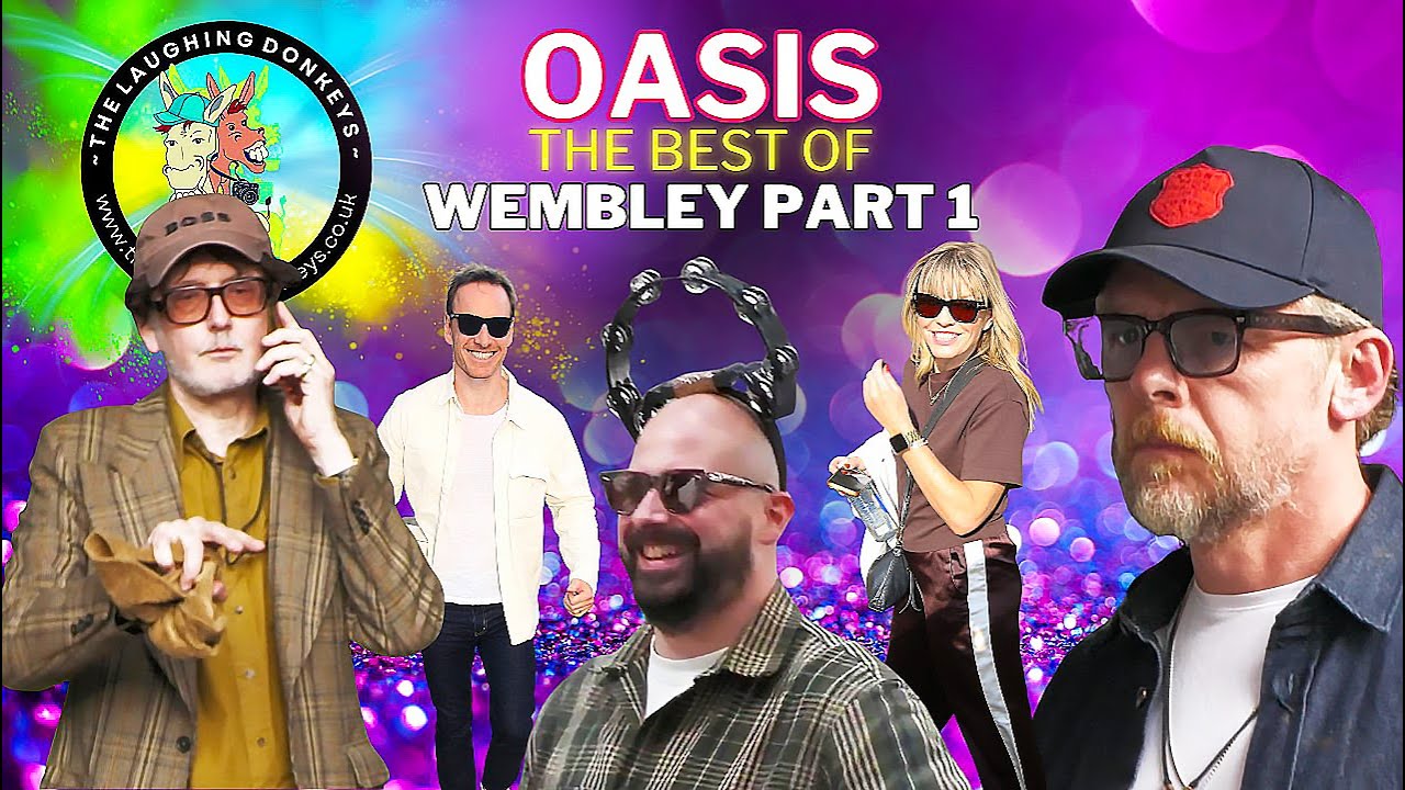 OASIS Wembley Stadium Celebrity's arrive Michael Fassbender and Simon Pegg and Jarvis Cocker
