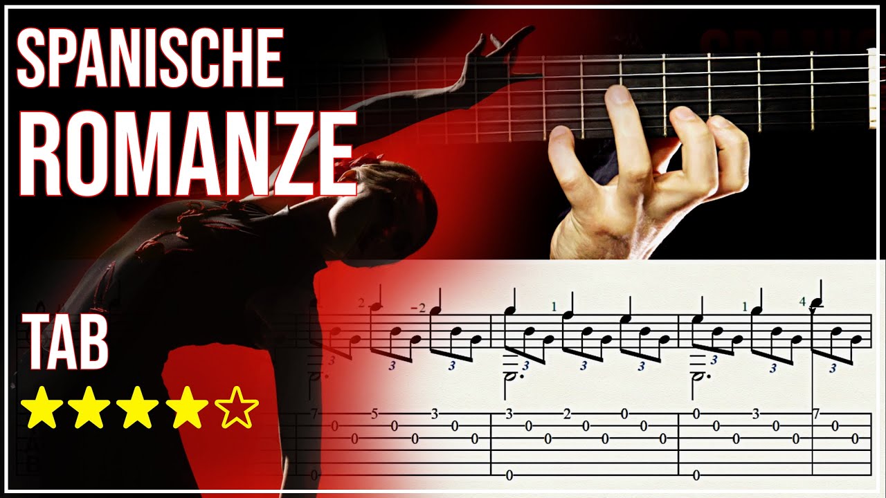 Spanische Romanze (Romanca) auf der Gitarre lernen - TAB und Noten Tutorial