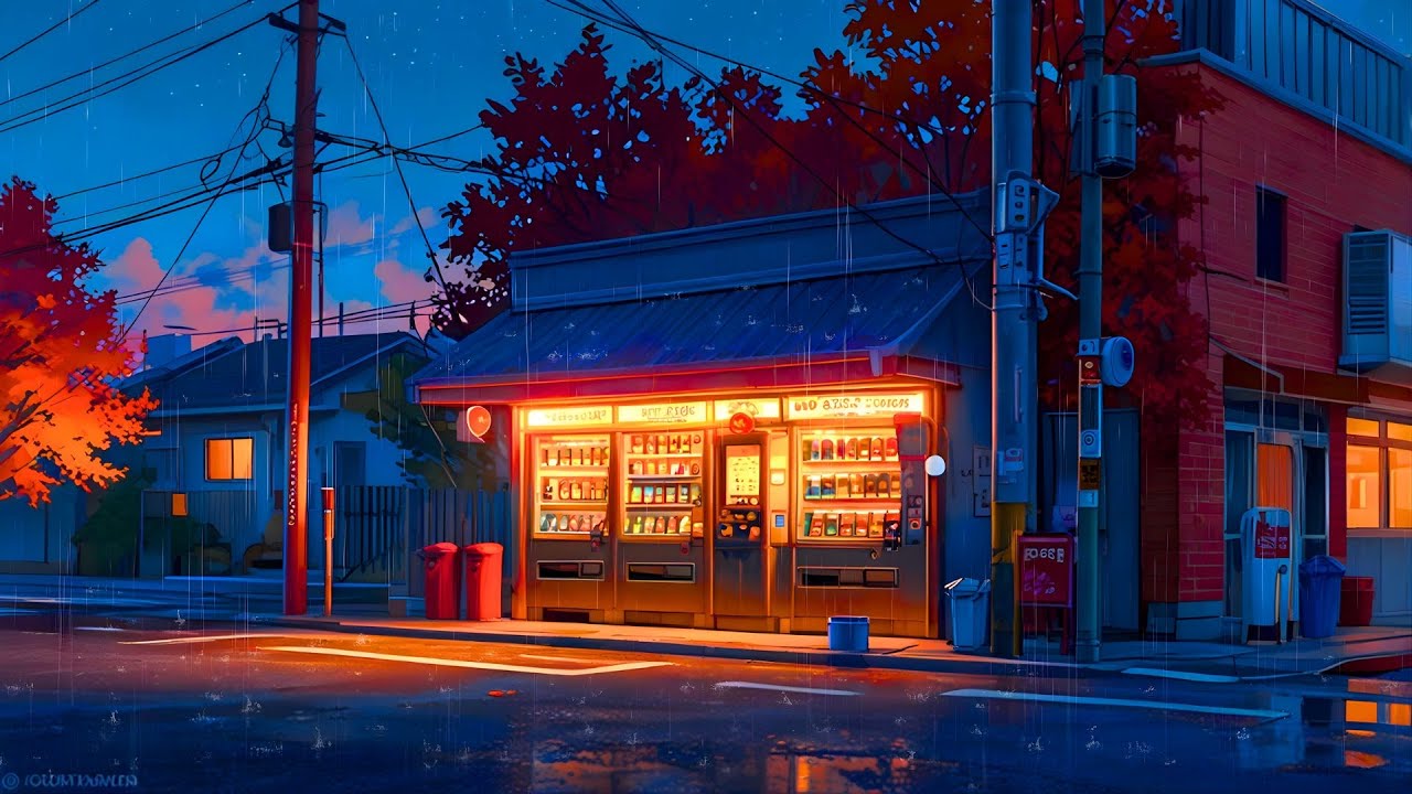 “Japanese Street Rain at Night 🌧️ Vending Machine Ambience for Deep Sleep”