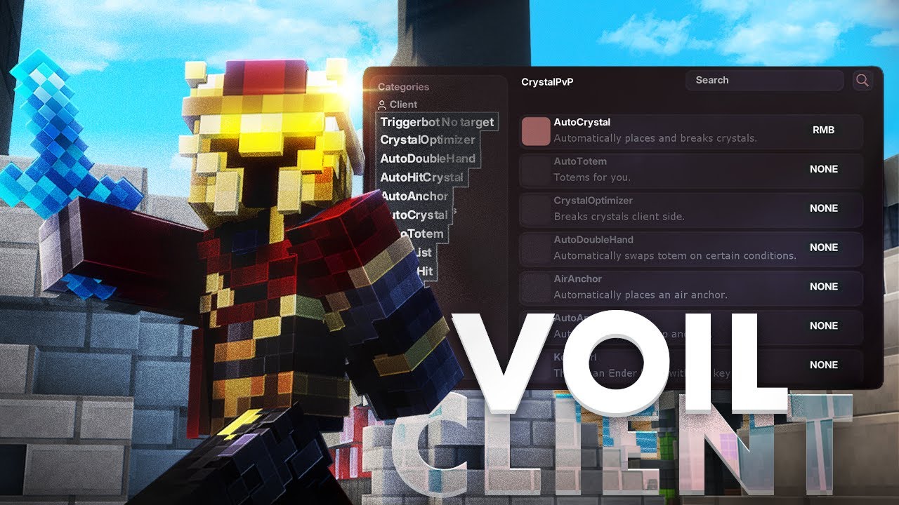 Взломанный клиент: Voil для Minecraft 2025 &mdash; 1.21.1 Лучший PvP-клиент Crystal