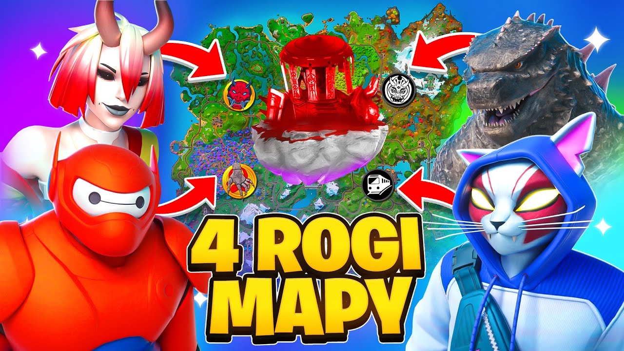 🔥 CZTERY MITYCZNE ROGI MAPY CHALLENGE w Fortnite