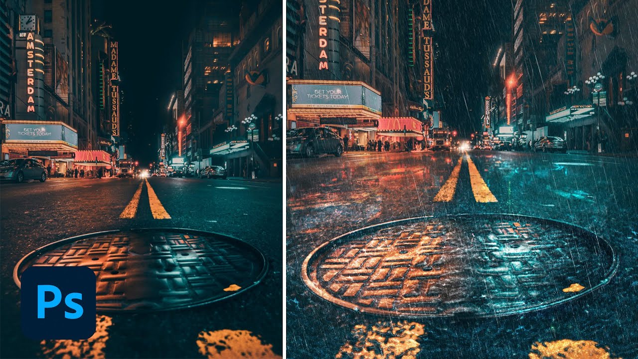 Урок по созданию эффекта дождя в Photoshop