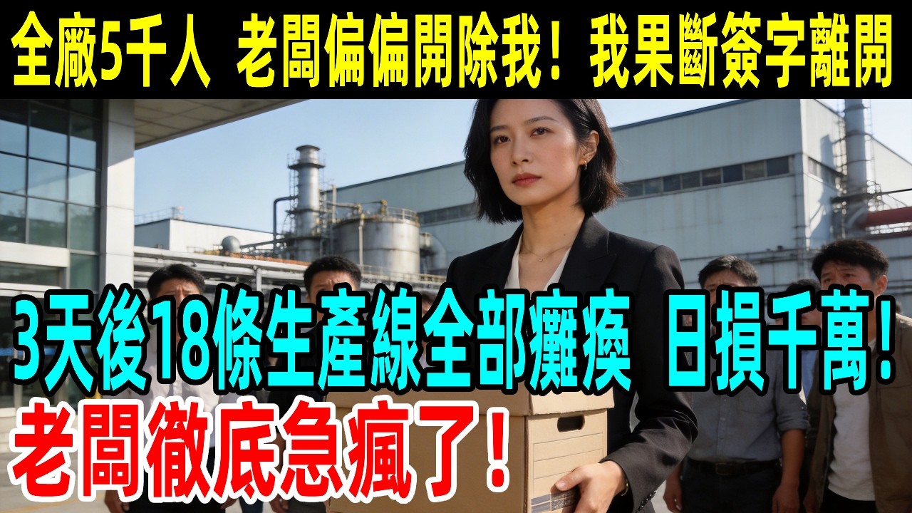 全廠5千人，老闆偏偏開除我！我果斷簽字離開。3天後18條生產線全部癱瘓，日損千萬！老闆徹底急瘋了！#情感故事 #故事頻道 #感人壹幕#溫情#溫情故事#正能量#故事#情感#中老年
