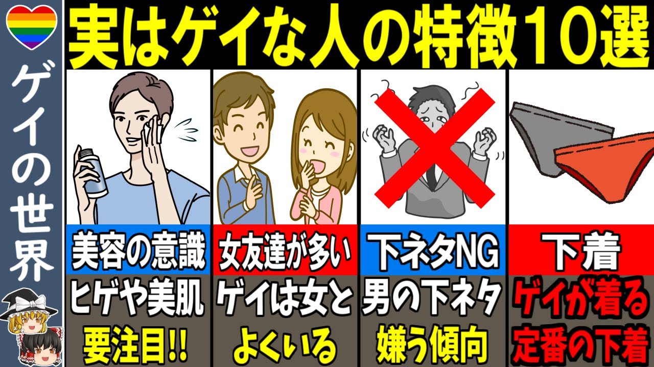 【マジで?!】実はゲイな人の特徴10選【ゆっくり解説】