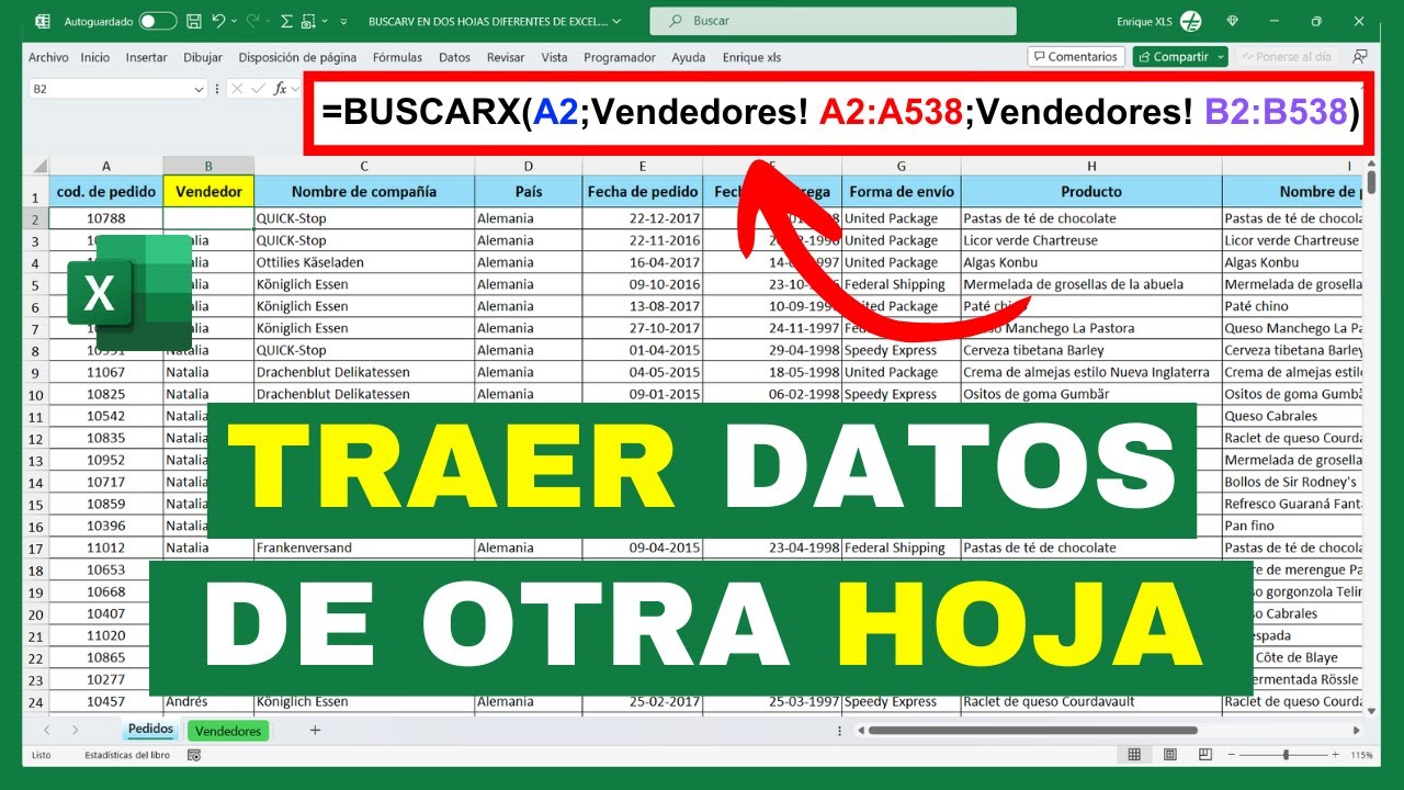 🔎BUSCAR en DOS hojas diferentes de EXCEL😎(FUNCI&Oacute;N BUSCARX)