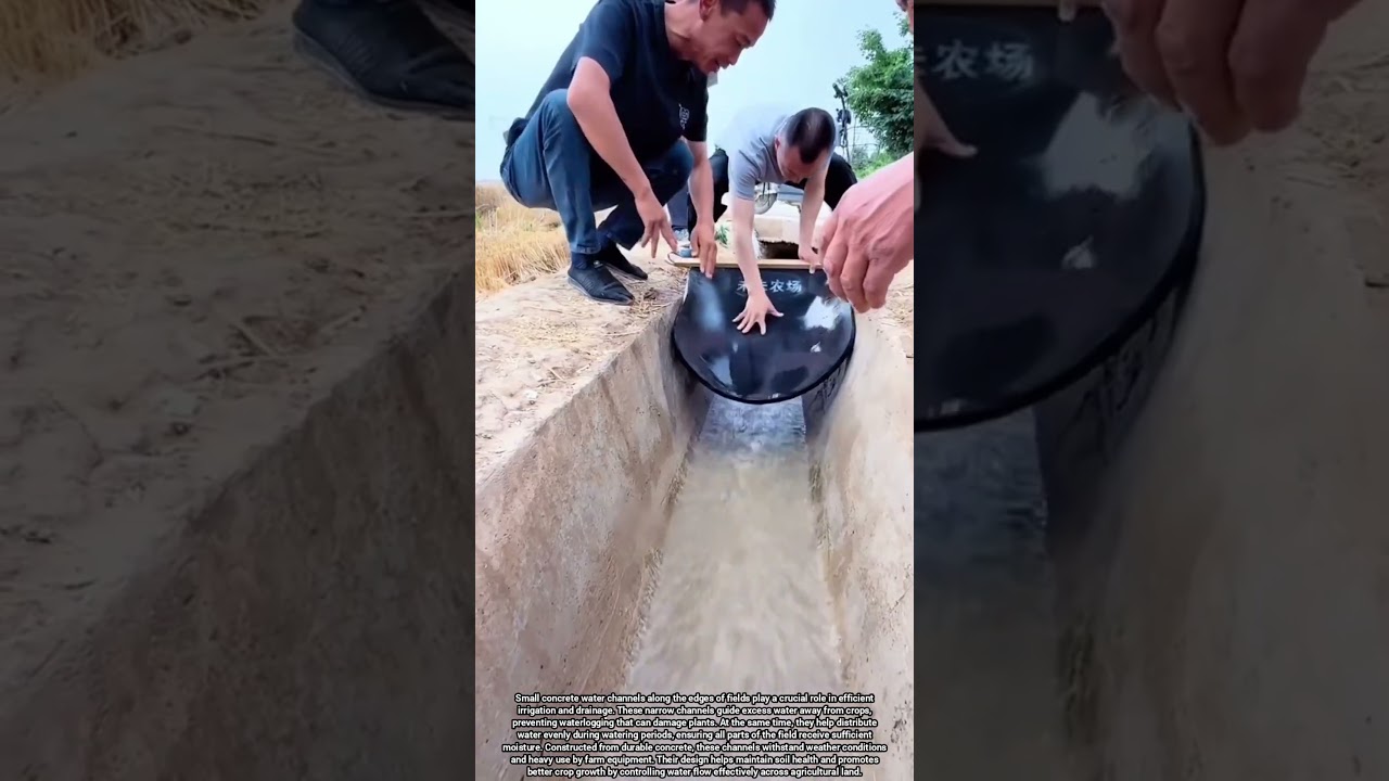 Concrete Water Channels Along Field Edges For Efficient Irrigation And Drainage