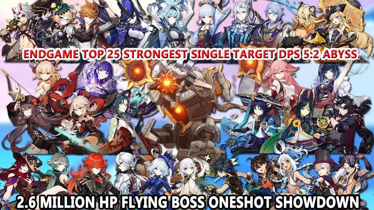 EndGame Top 30 Strongest DPS 5.2 Abyss - 2.6 Million HP Flying Boss Oneshot Showdown