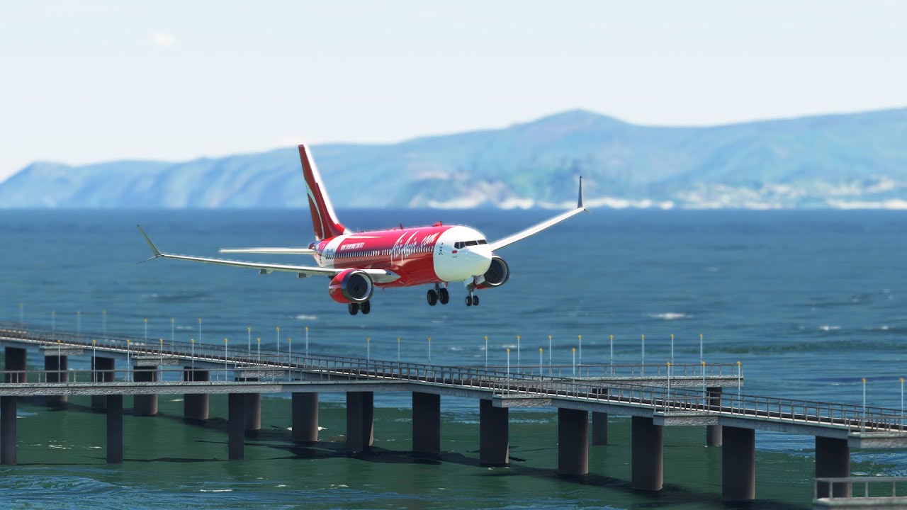 VERY LOW WITH WATER!!! Emergency landing Boeing 737 max at Auckland airport MFS2020