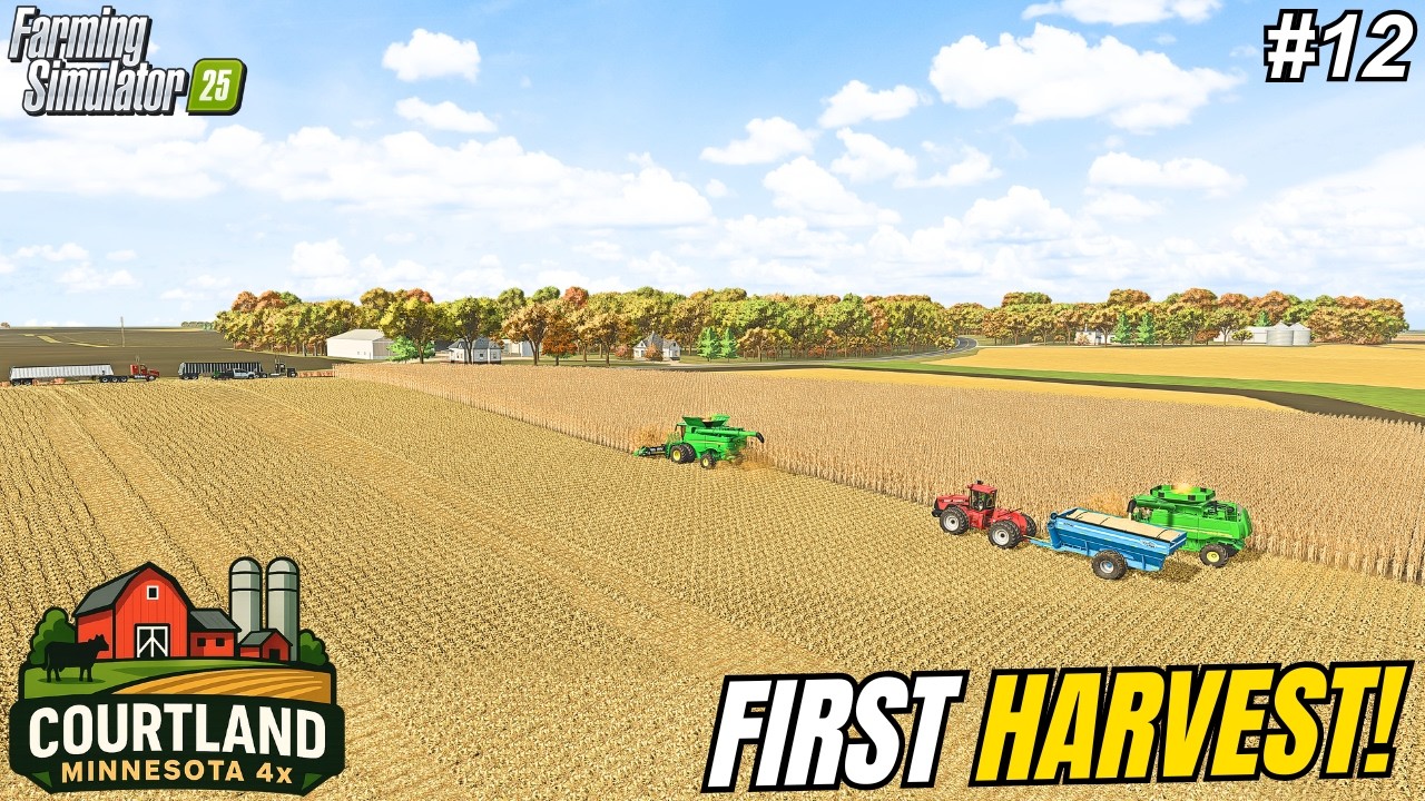 FIRST CORN HARVEST! NEW HEADERS + NEW FIELDS ON THE $15,000,000 MEGA FARM! | Courtland, MN | FS25