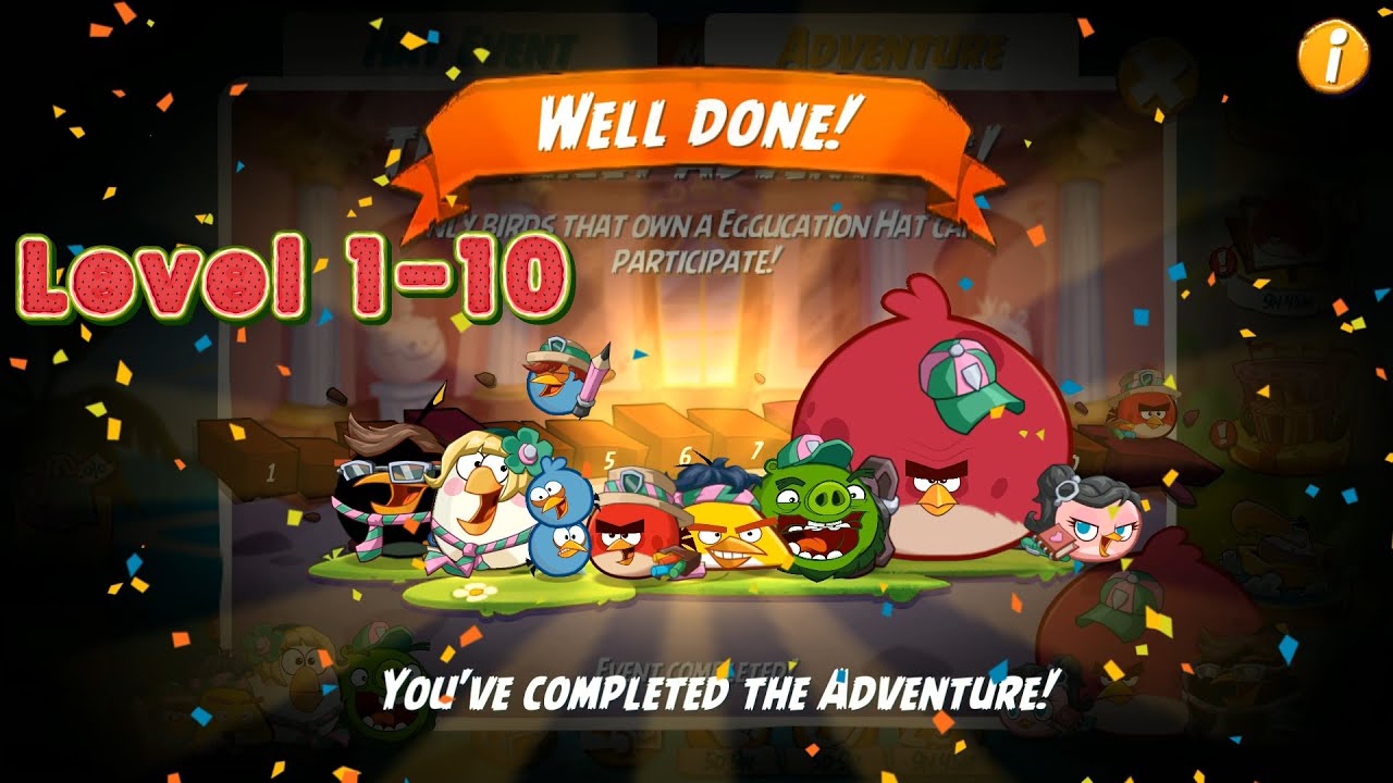 Angry Birds 2 The Quizzy Adventure Level 1-10 with Eggucation Hat Set
