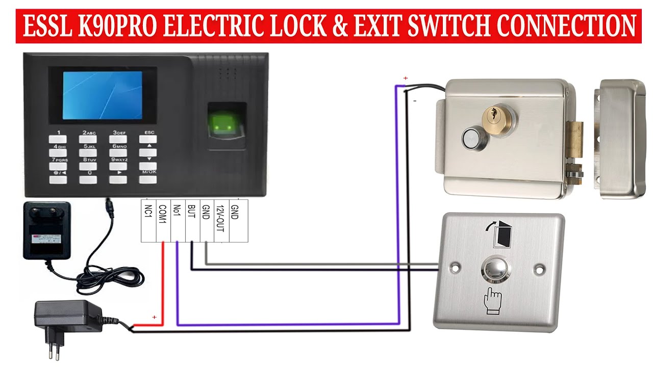 eSSL K90 Pro Electric door lock connection wiring & exit switch connection