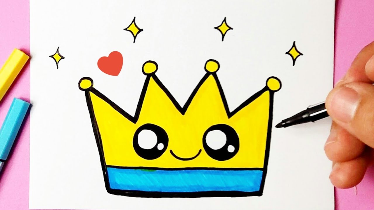 Como desenhar Coroa fofa Kawaii ❤ Desenhos Kawaii l Desenhos para Desenhar