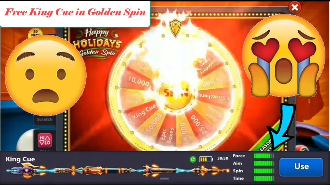 Free King Cue in Golden Spin Miniclip 8 ball pool