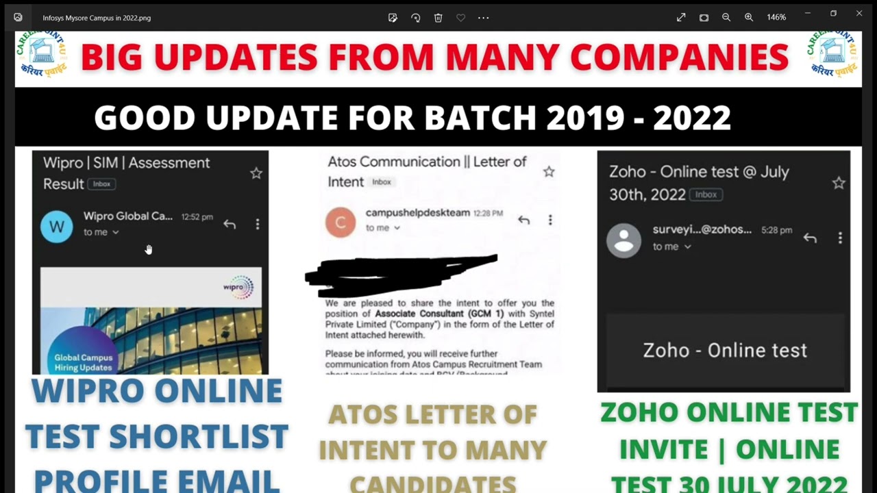 BIG UPDATE FROM WIPRO | WIPRO ONLINE TEST RESULTS | ATOS LOI | ZOHO ONLINE TEST ON 30 JULY