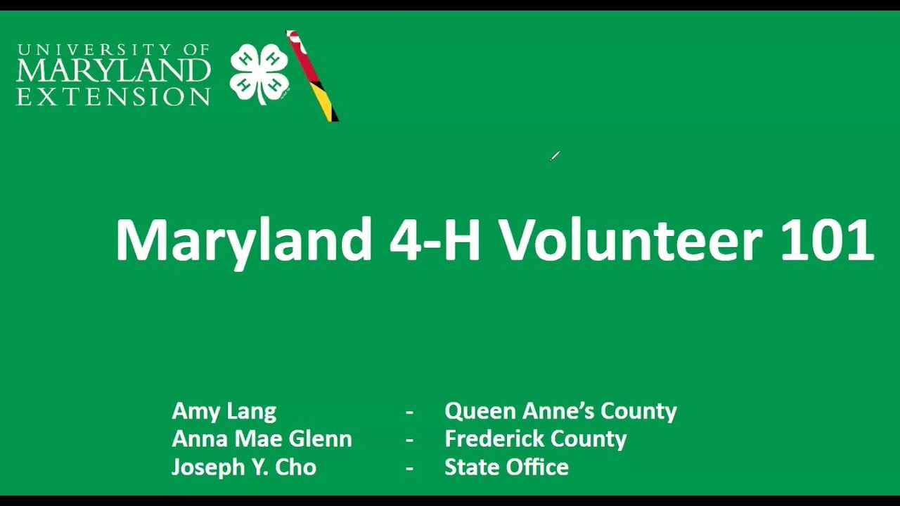 Maryland 4-H Volunteer 101 - 1 January 2026