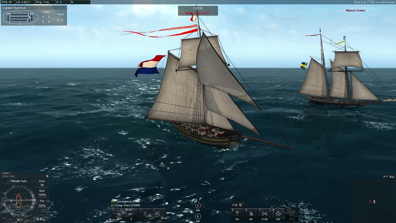 Naval Action: Dutch cutter vs Swedish Lynx (topsail schooner)