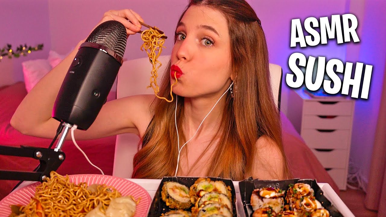 ASMR COMIENDO CONTIGO SUSHI 🍣 CRUJIENTE Y RELAJANTE (Mouth sounds)