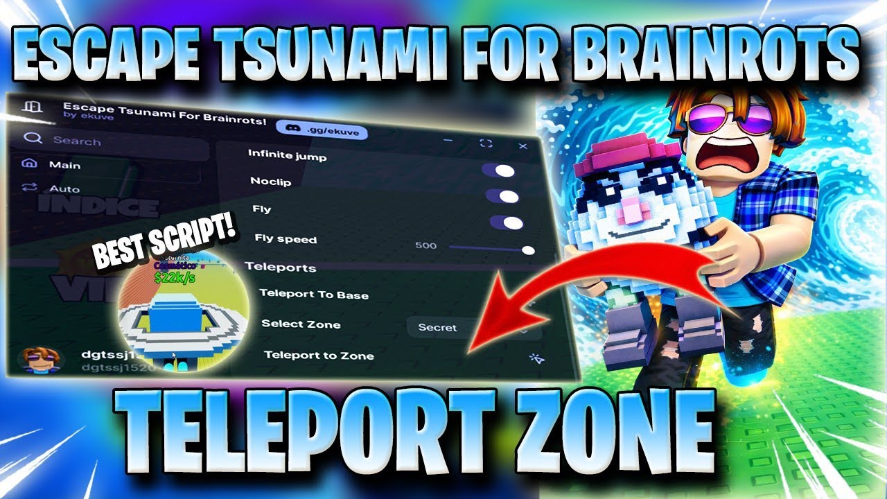 ESCAPE TSUNAMI FOR BRAINROTS SCRIPT! - BEST TELEPORT ZONE, AUTO FARM, AUTO COLLECT, SPEED & MORE ✅ 🌊