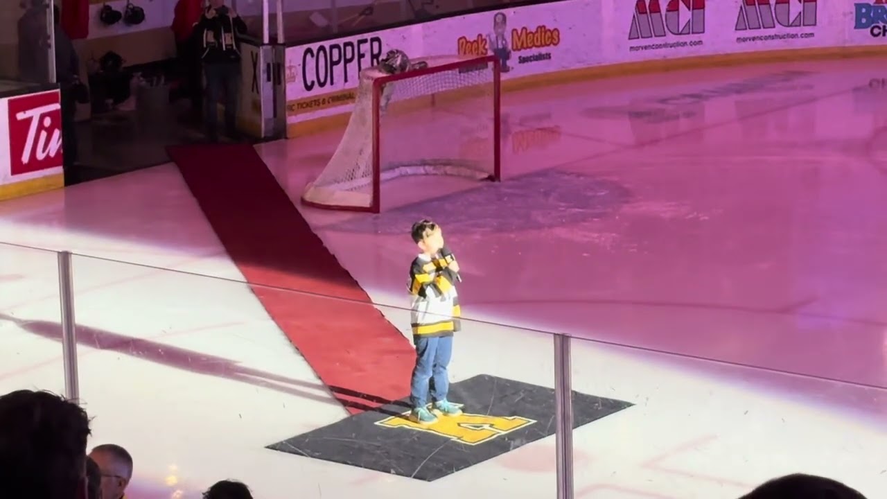 Isaiah sings O Canada at Fronts game