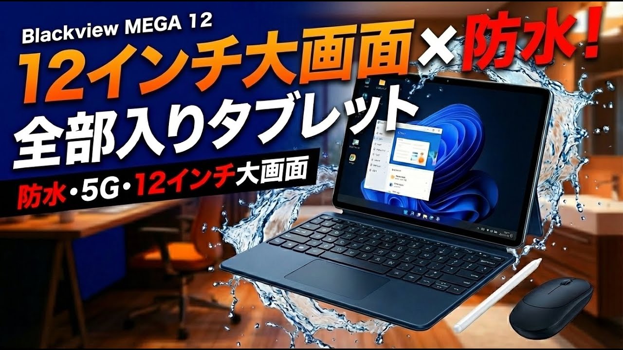 12インチ大画面×防水×キーボード付き！PCライクに使える「Blackview MEGA 12 5G」が仕事も遊びも最強すぎる! マウス＆スタイラスペン付きの全部入り 5G対応
