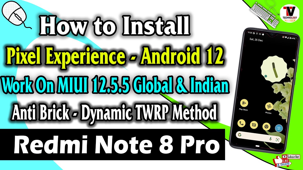 How to Install Pixel Experience OFFICIAL Android 12 on Redmi Note 8 Pro (Anti Brick & Best Method)