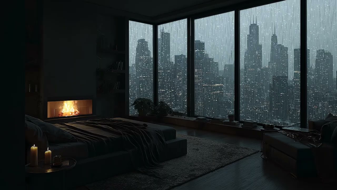 Relaxing Piano in the Rain 🌧 Cozy Night Ambience