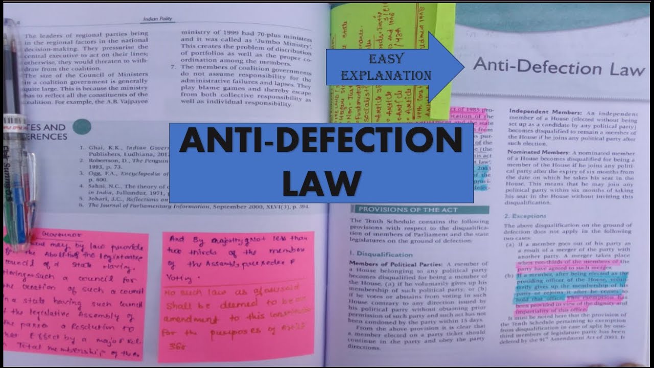 52 amendment act 1985, anti-defection law (10 schedule) // M LAXMIKANT POLITY// EASY EXPLANATION