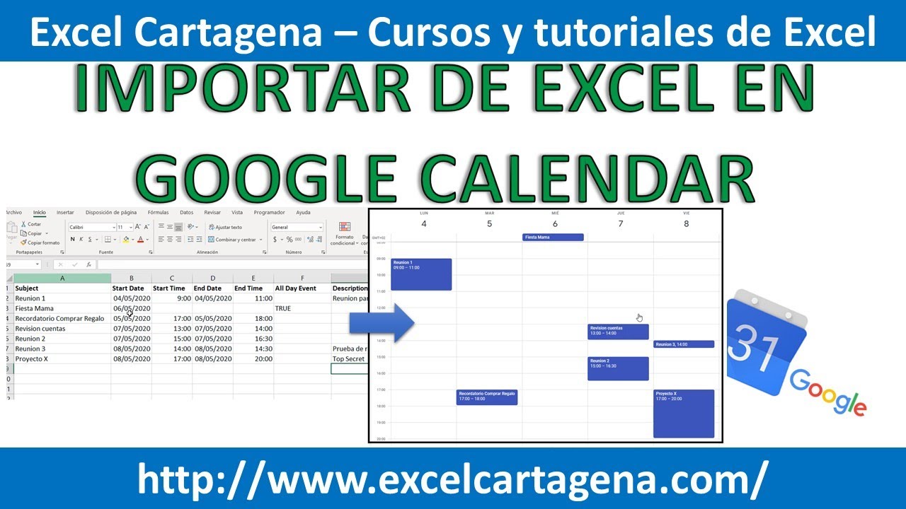 Importar archivo Excel en Google Calendar
