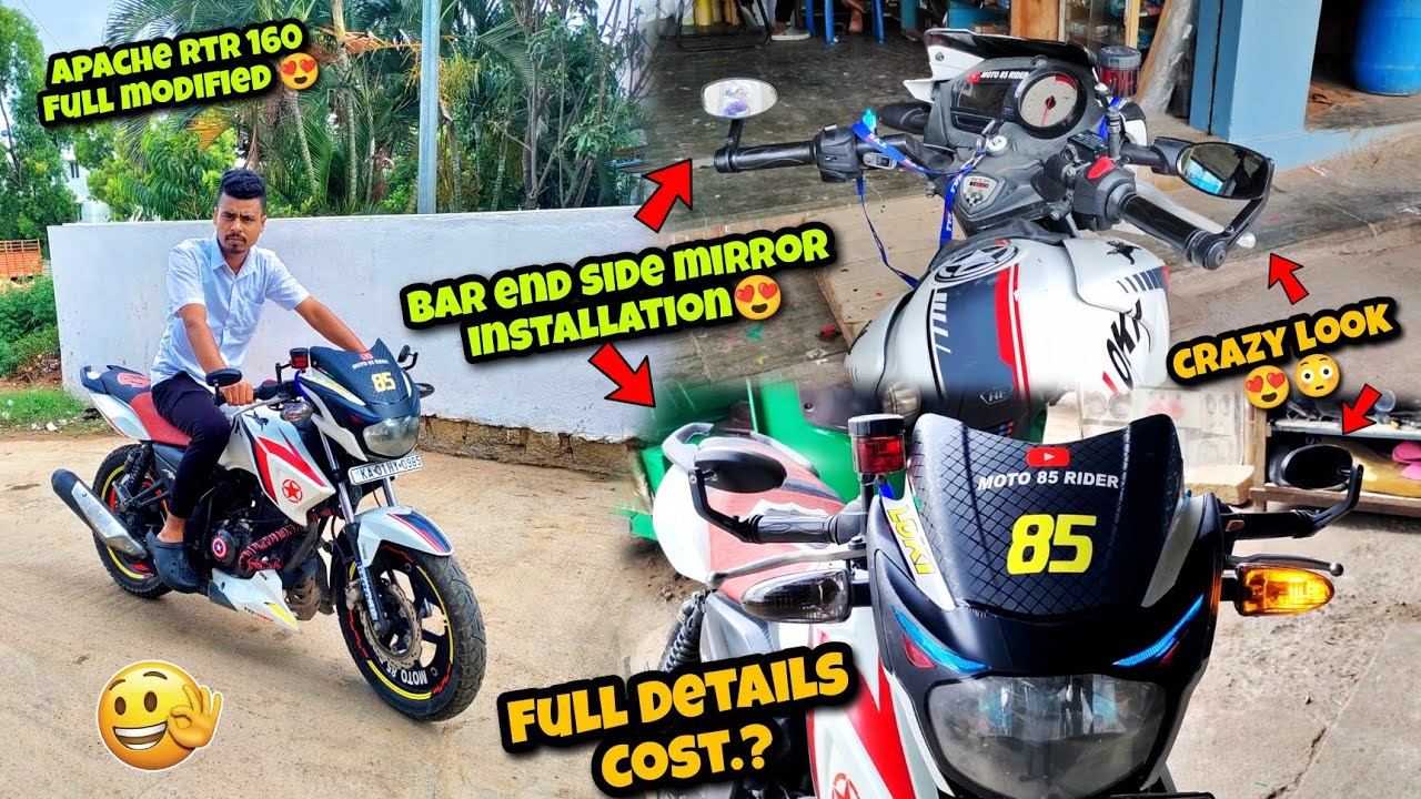 how to install bar end side mirror in apache 160 2v 😍😳 || apache 160 2v handle mirror Installation