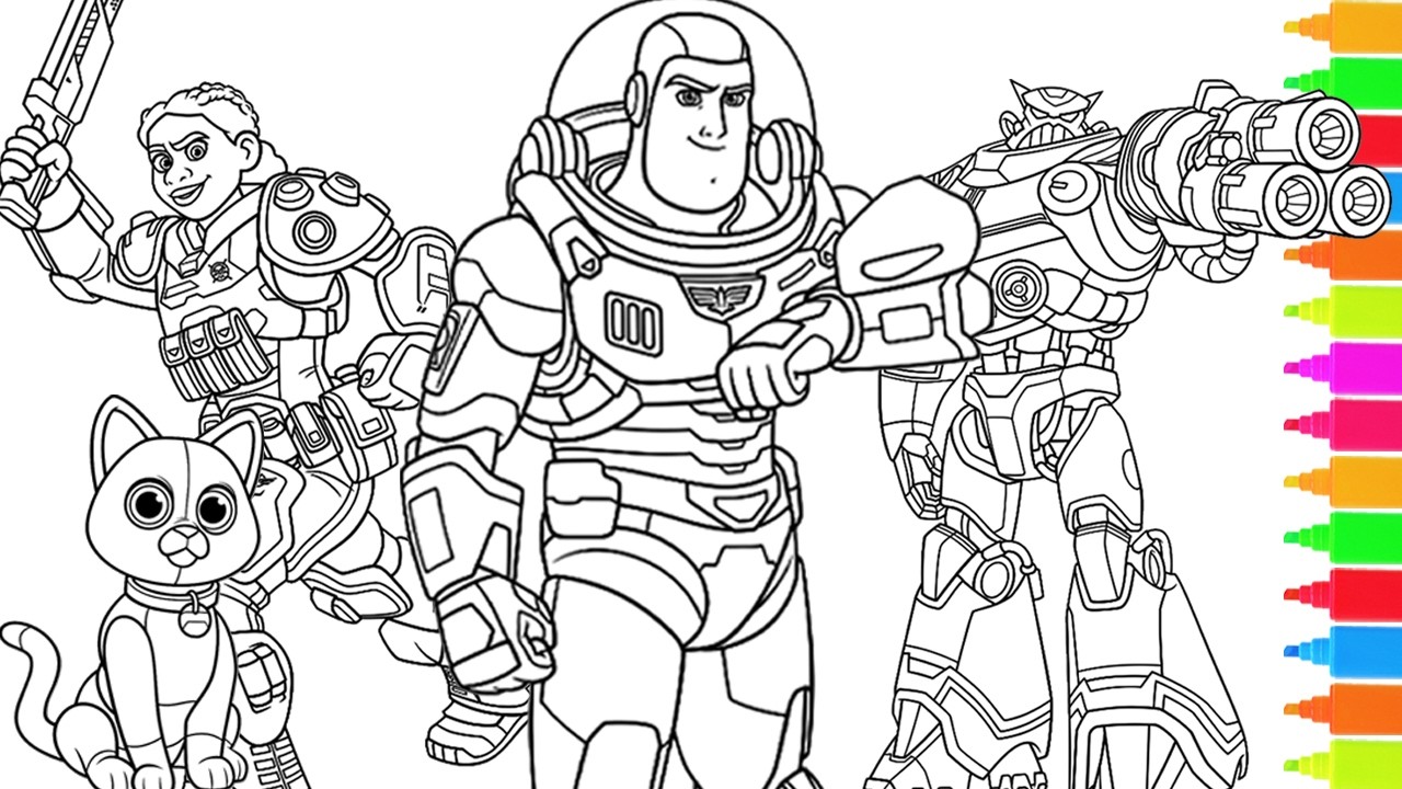 Coloring Buzz Lightyear, Zurg, Sox | Disney Pixar Lightyear Coloring Book
