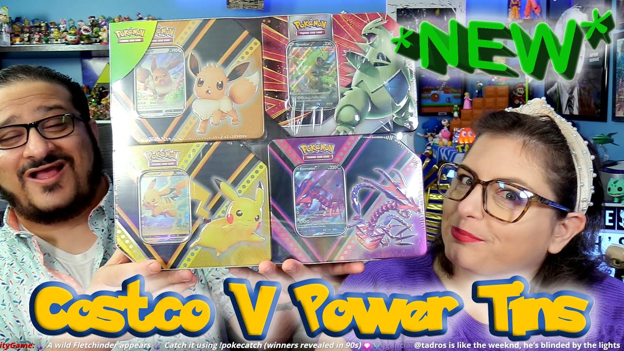 WOW! 🌈 V Powers Found @ COSTCO! 8 Pokémon TCG V Power Tins Pikachu, Tyranitar Eternatus, and Eevee!