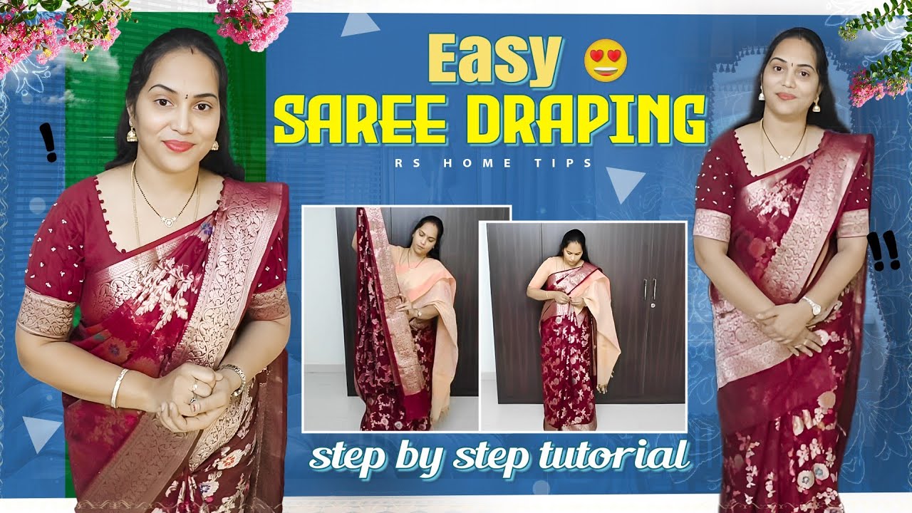 Easy saree draping🤩🥻|| Beginners saree draping tutorial|| How to wear saree  perfectly||Rs home tips