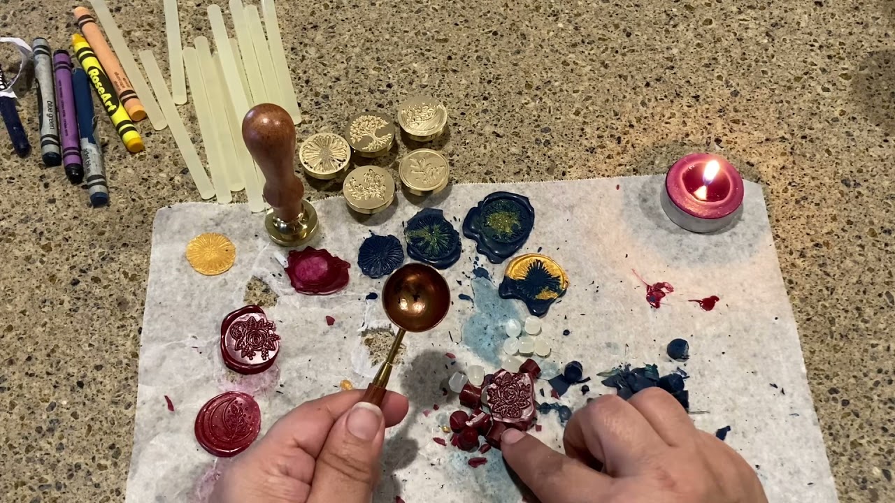 Wax seals with crayons and hot glue!