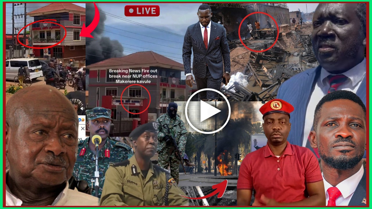 LIVE: Agakagwawo! Omuliro ogukutte okumpi n'ekitebe kya NUP! Ani agezaako okwokya ekitebe? #bobiwine