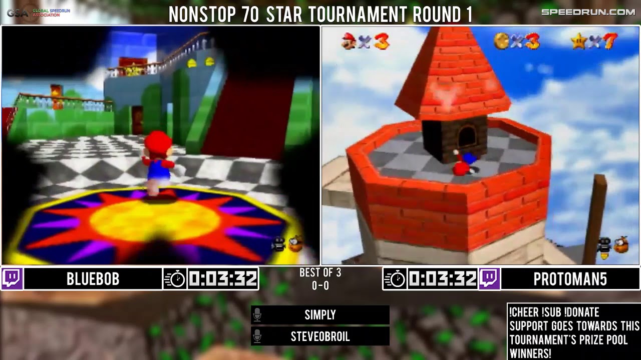 BlueBob vs Protoman5 | Round 1 | GSA Nonstop 70 Star Tournament 2018 | Super Mario 64