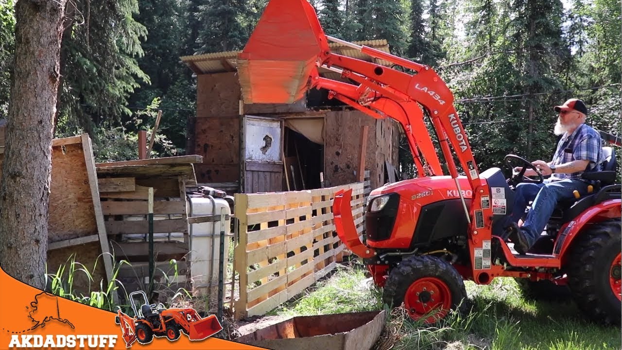 #76 Kubota B2601 "How to Pound a Fence Post With a Tractor and Odds & Ends"