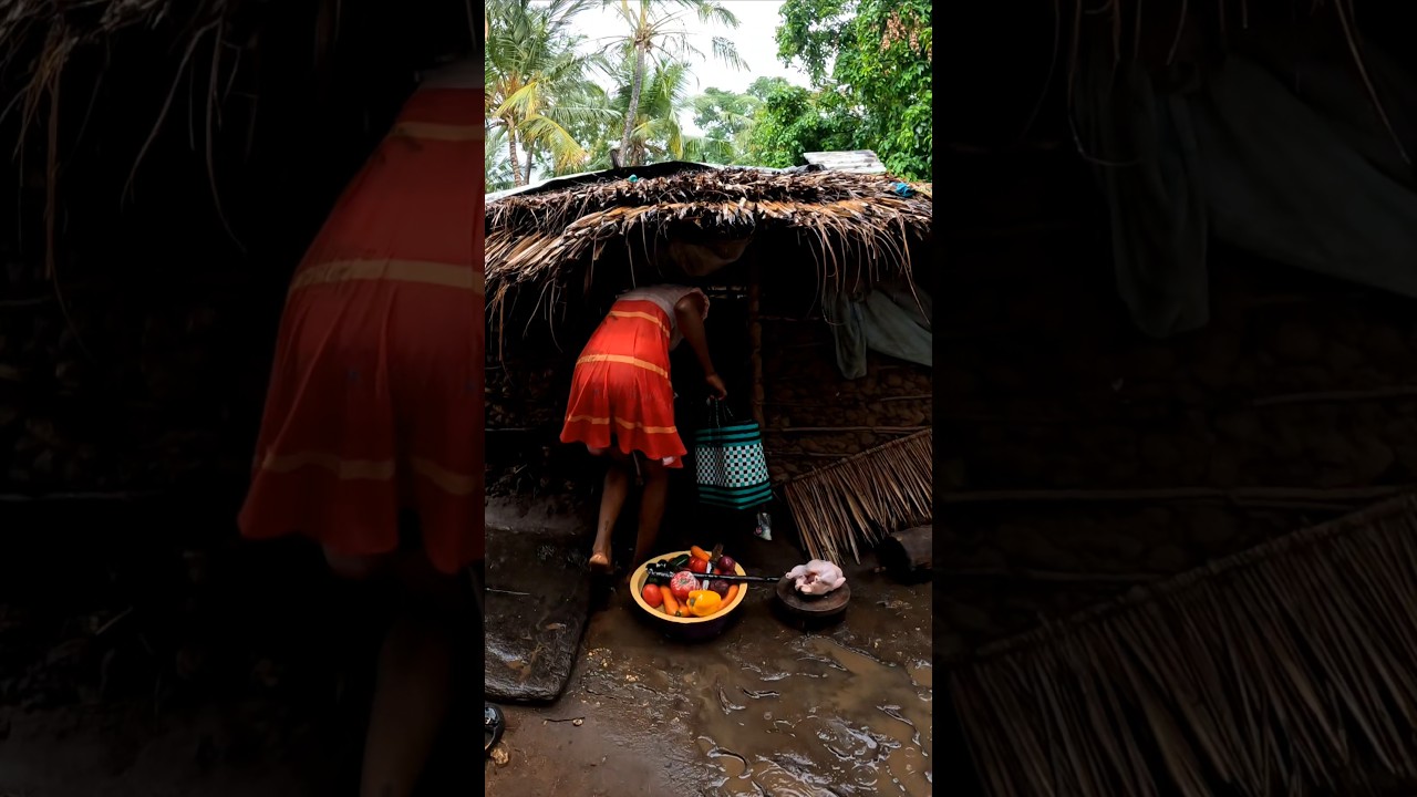 Rainy Day Struggles: African Village Mom Cooks Against All Odds! #rainyday #VillageLife #shortsfeed