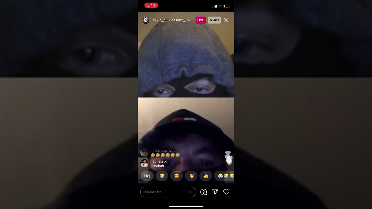 Miklo laver live på insta med fans og laver sjov med dem!!