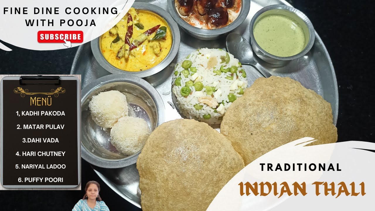 TRADITIONAL INDIAN THALI I DELICIOUS INDIAN THALI I KADHI PAKODA I DAHI VADA I NARIYAL LADDOO I