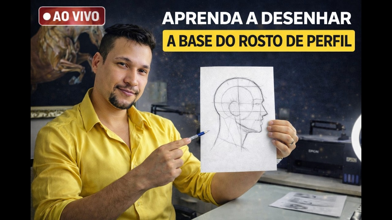 Como desenhar base para rosto de perfil | Desenho ao vivo – Dia 13