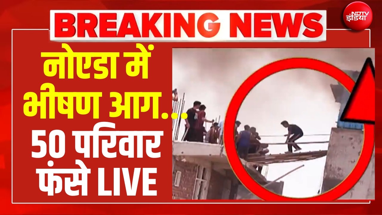 LIVE | Noida Fire News : नोएडा में भीषण आग, 50 परिवार फंसे | Breaking News | Mamura Noida