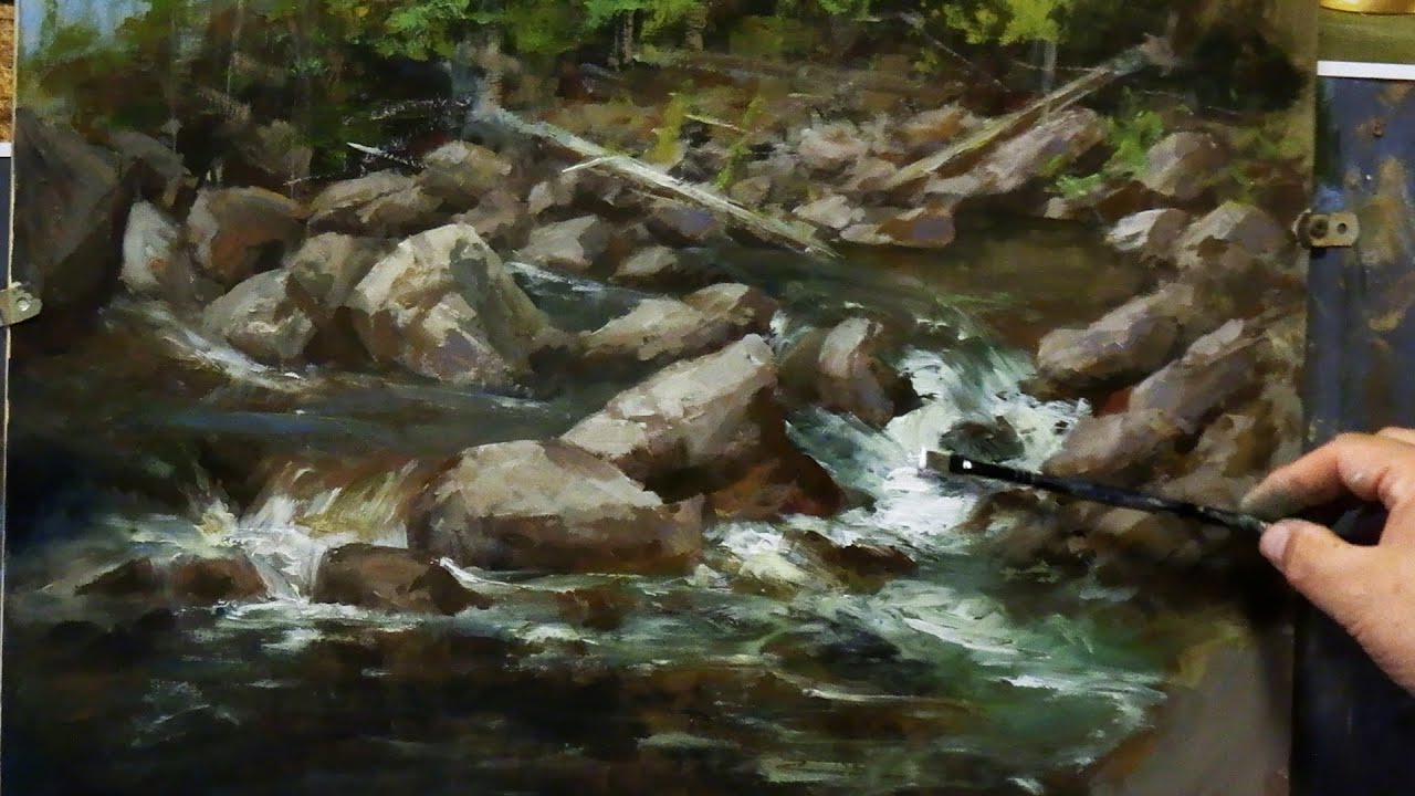 Landscape- How to paint rocks with broken color techniques- Brush-ups