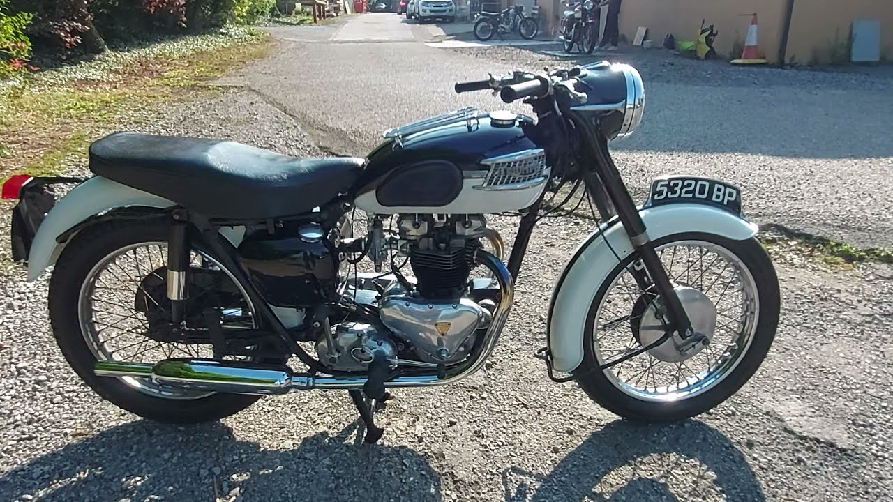 1959 TRIUMPH TIGER T110 650 AT RUSSELL JAMES MOTORCYCLES. WALK ROUND AND START UP
