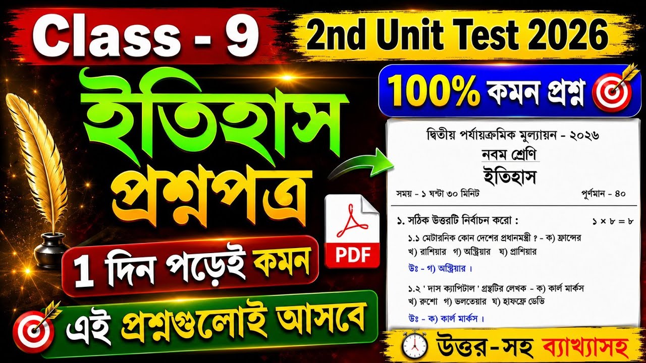 Class 9 History 2nd Unit Test Suggestion 2026 🔥 | Class 9 History 2nd summative suggestion 2026