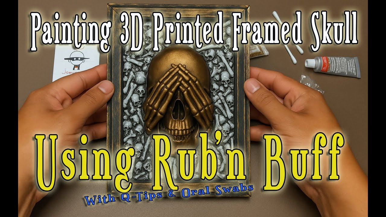 Painting a 3D Printed Framed Skull with Rub 'n Buff Using Q-Tips & Oral Swabs | Antique Skull Art